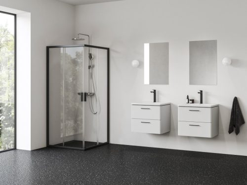 Blix II NBLRV2 90x90 zuhanykabin fekete+transparent