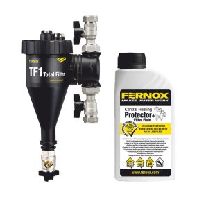   FERNOX TF1 Total filter mágneses iszapleválasztó golyócsappal és Protector + Filter Fluid folyadékkal, 22 mm