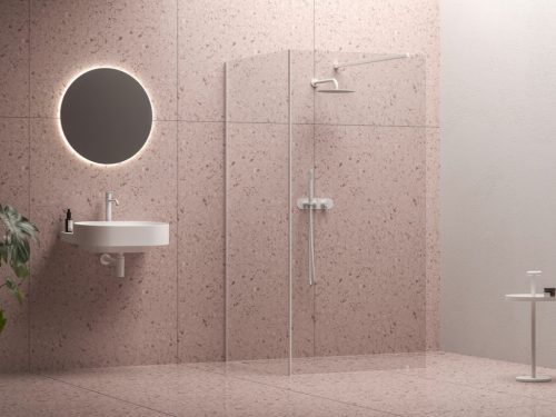 Walk-In Corner Szett 120x80, zuhanykabin matt fehér+transparent