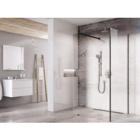 Walk-In Corner Szett 120x90, zuhanykabin fekete+transparent