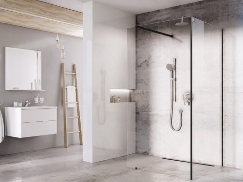 Walk-In Corner Szett 120x90, zuhanykabin fekete+transparent