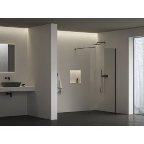 Walk-In Air Wall 100 zuhanykabin fekete+transparent