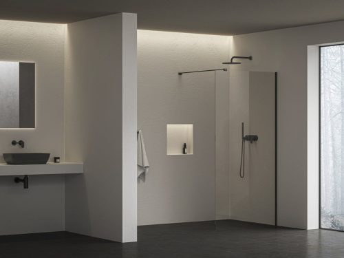 Walk-In Air Wall 100 zuhanykabin fekete+transparent