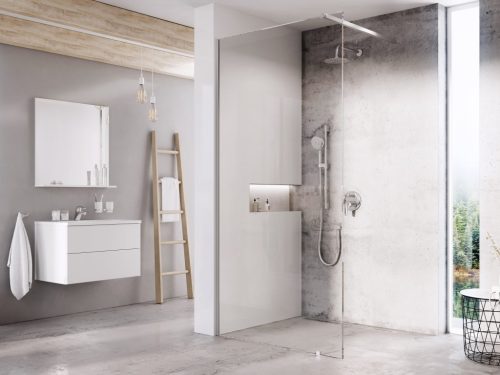 Walk-In Wall Szett 120, zuhanykabin krómhatású+transparent
