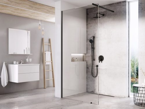 Walk-In Wall Szett 160, zuhanykabin fekete+transparent
