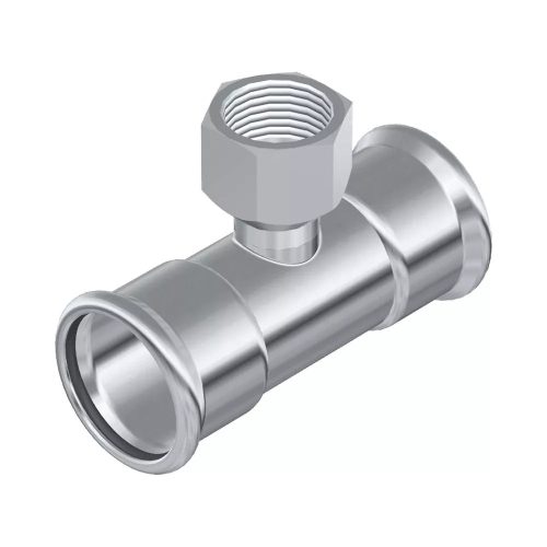 FixTrend Inox press T-idom, menetes ággal, 35 - 1/2" - 35 mm
