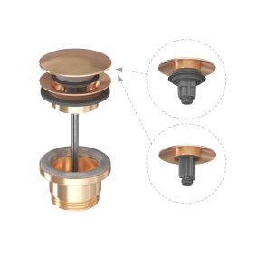 Mosdólefolyó Click-Clack / Fix, rose gold fém dugóval