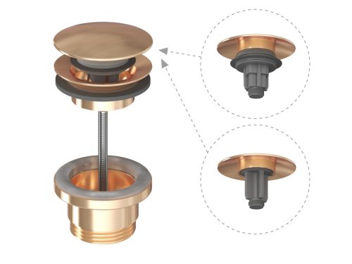 Mosdólefolyó Click-Clack / Fix, rose gold fém dugóval
