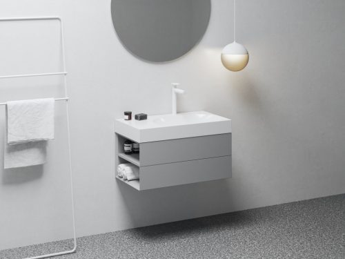 Lite 80/60 mosdó bal fehér, túlfolyó nélkül, csaptelep furattal